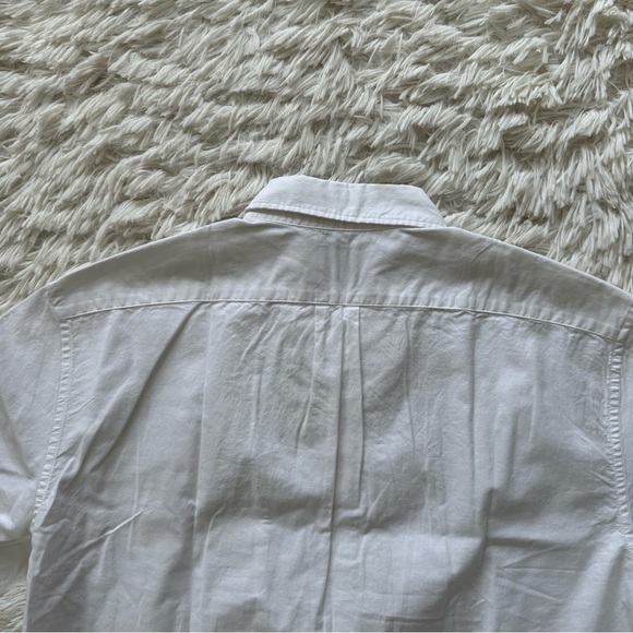 Jcrew Men's Short Sleeve Broken In Organic Cotton Oxford Shirt White Size L - Picture 10 of 11